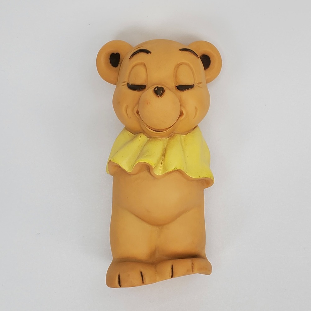 Vintage‎ Tommee Tippee Rubber Squeak Toy Bear Yellow Collar Made in USA Retro